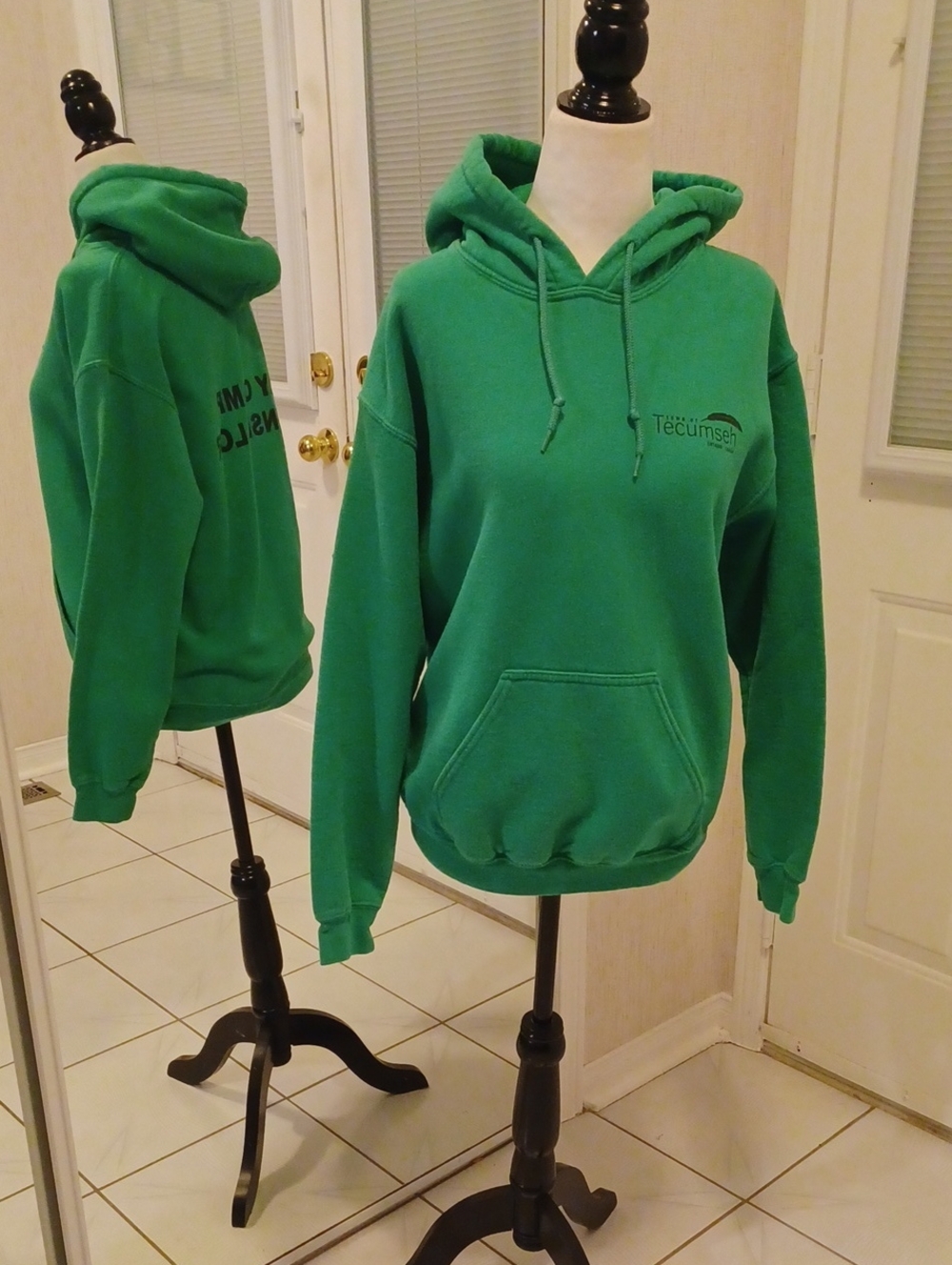 4/$60 Green Hooded "Day Camp Counsellor" Sweatshirt - Size Small